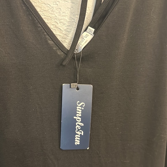 Black swim cover up with V neck in the front and back plus a tie in the back. - Picture 4 of 4